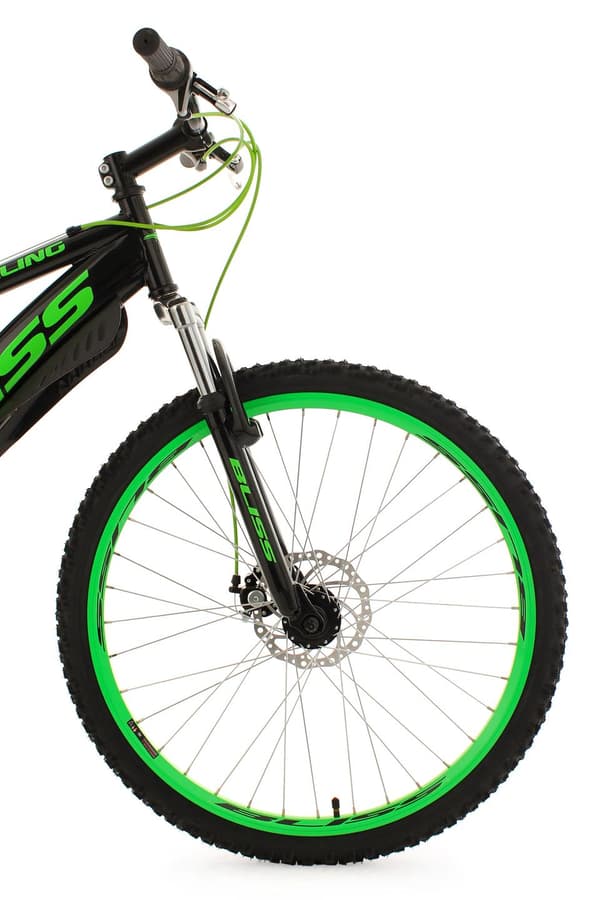 Full Suspension Mountain Bike 26" Bliss Black-Green 21 Gear KS Cycling