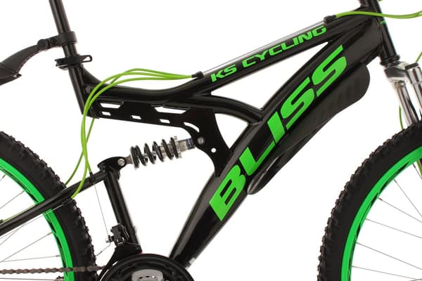 Full Suspension Mountain Bike 26" Bliss Black-Green 21 Gear KS Cycling
