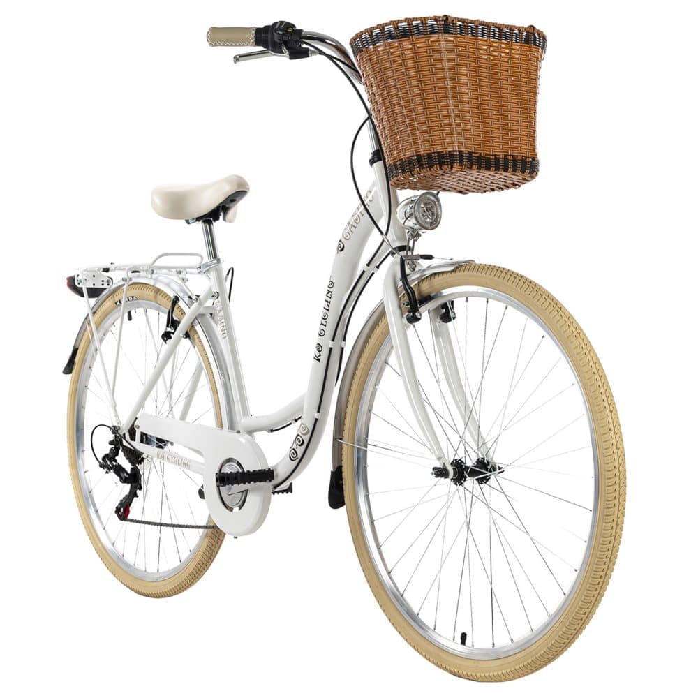 Ladies city bike 28 '' Casino mint green / white / blue 6 gears, frame size 48 cm with KS Cycling basket