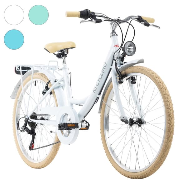 Children's bike 24 '' Balloon white, blue or mint green frame size 36 cm KS Cycling