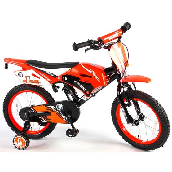 Barncykel Volare Motocross 16 tum - Stödhjul (Orange)