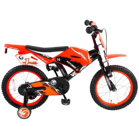 Barncykel Volare Motocross 16 tum - Stödhjul (Orange)