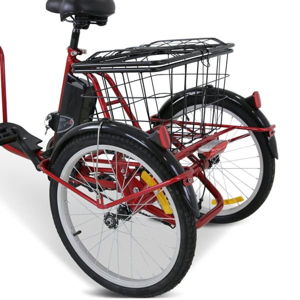 Trehjulet elektrisk cykel - 6 gear - Metallisk rød