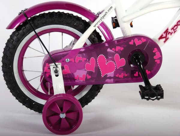 Volare Heart Cruiser Barncykel - Flickor - 12 tum - Vit / Lila