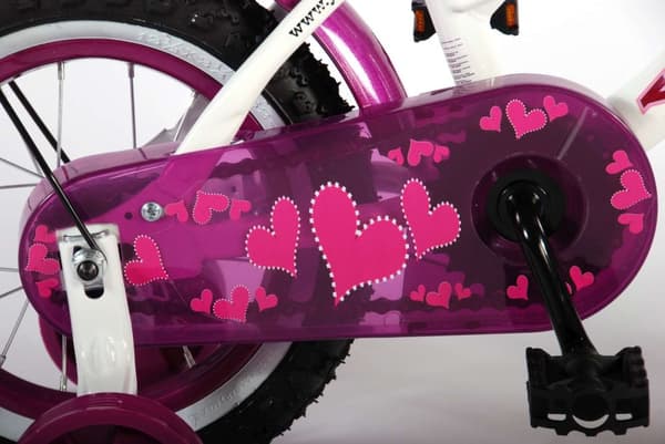 Volare Heart Cruiser Barncykel - Flickor - 12 tum - Vit / Lila