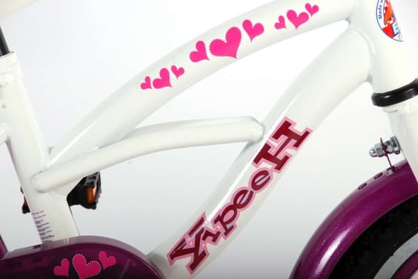 Volare Heart Cruiser Barncykel - Flickor - 12 tum - Vit / Lila