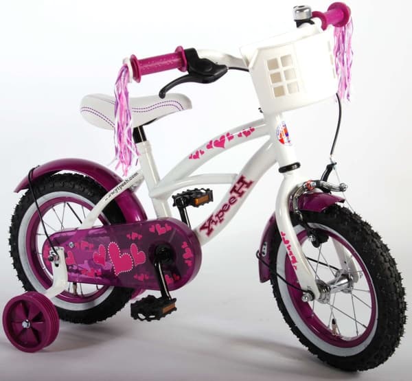 Volare Heart Cruiser Barncykel - Flickor - 12 tum - Vit / Lila