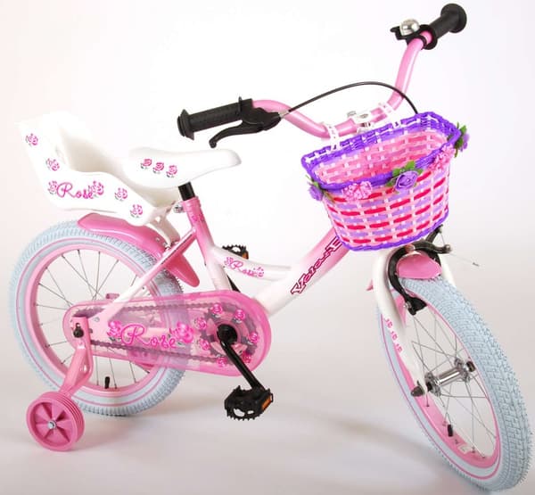 Volare Rose børnecykel - piger - 16 tommer - Pink/hvid - 95% samlet