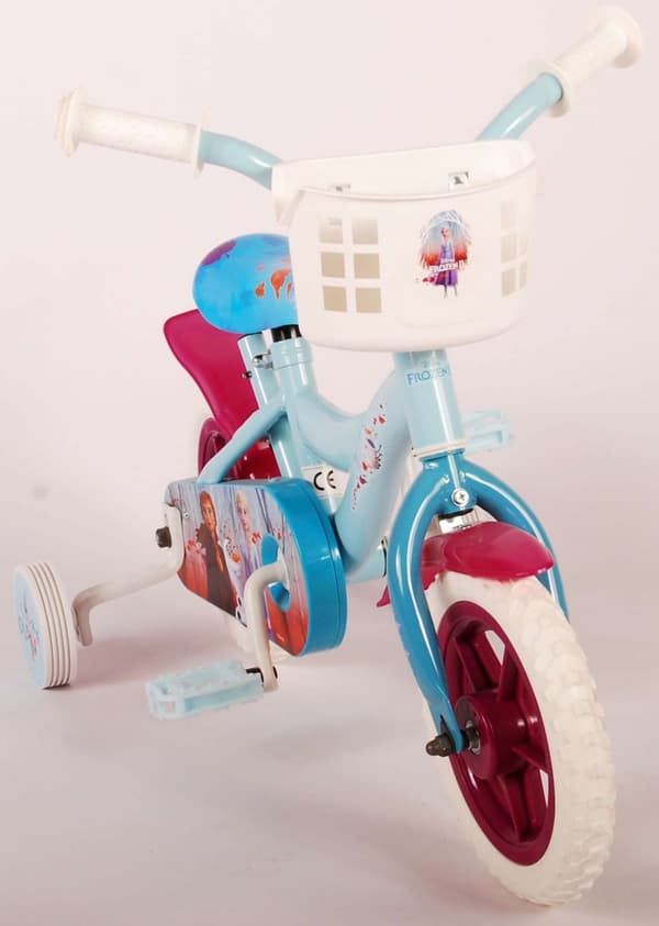 Disney Frozen 2 børnecykel - piger - 10 tommer - blå / lilla - dørfælder - inkl. kurv