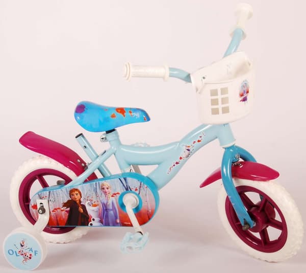 Disney Frozen 2 børnecykel - piger - 10 tommer - blå / lilla - dørfælder - inkl. kurv