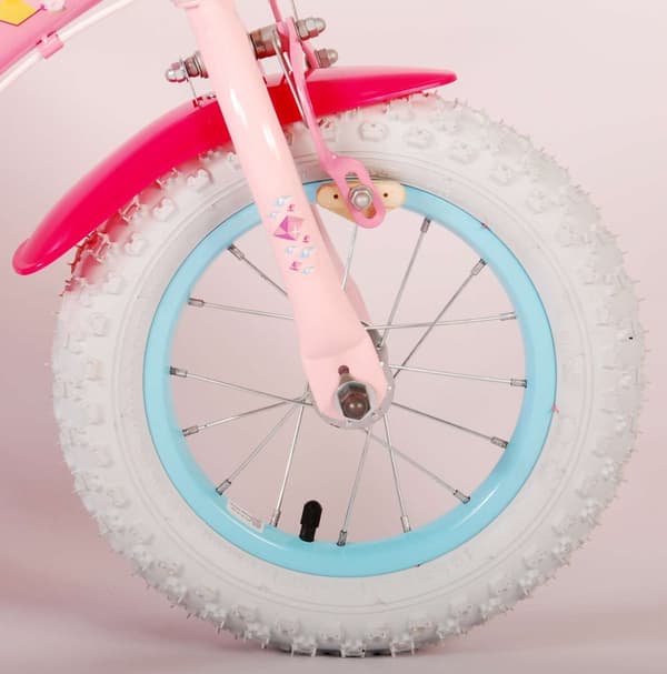 Disney Princess børnecykel - Piger - 12 tommer - Pink - To håndbremser - Med kurv foran og dukkesæde bagpå