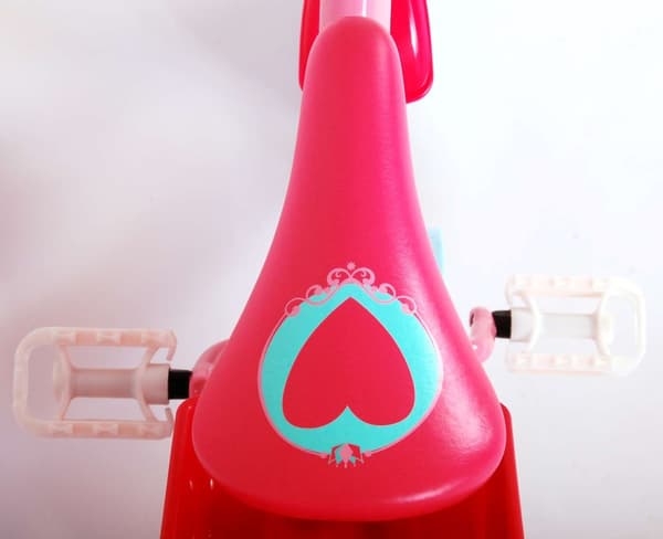 Disney Princess børnecykel - Piger - 12 tommer - Pink - To håndbremser - Med kurv foran og dukkesæde bagpå