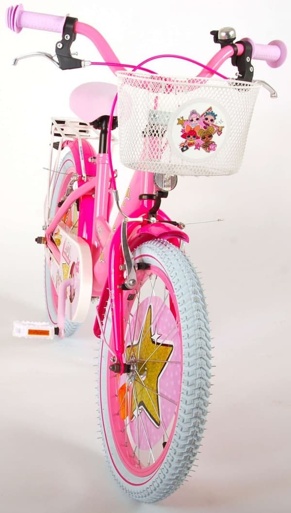LOL Surprise barncykel - Flickor - 18 tum - Rosa - Två handbromsar - Med korg