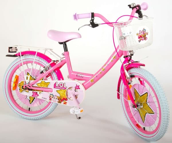 LOL Surprise barncykel - Flickor - 18 tum - Rosa - Två handbromsar - Med korg