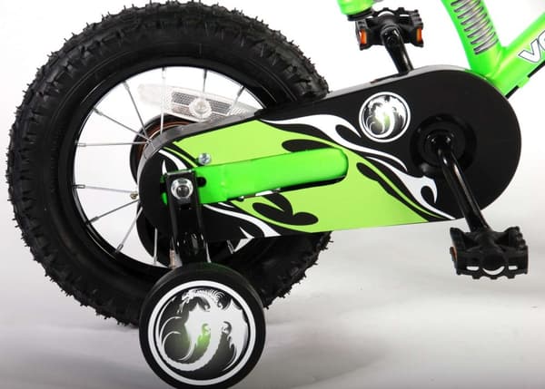 Volare Barncykel Motorcykel - 12 tum - Grön - Två handbromsar - Inklusive WAYS Däckreparationssats