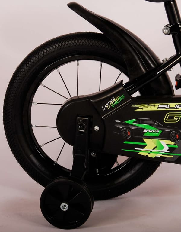 Volare børnecykel Super GT - 14 tommer - Blå - Med cykelhjelm & tilbehør