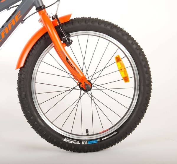 Volare børnecykel Rocky - 20 tommer - Grå/Orange - 6 gear - Inklusiv WAYS Dækreparationssæt
