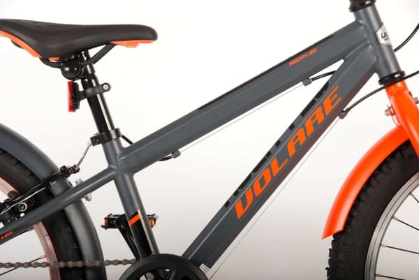 Volare børnecykel Rocky - 20 tommer - Grå/Orange - 6 gear - Inklusiv WAYS Dækreparationssæt