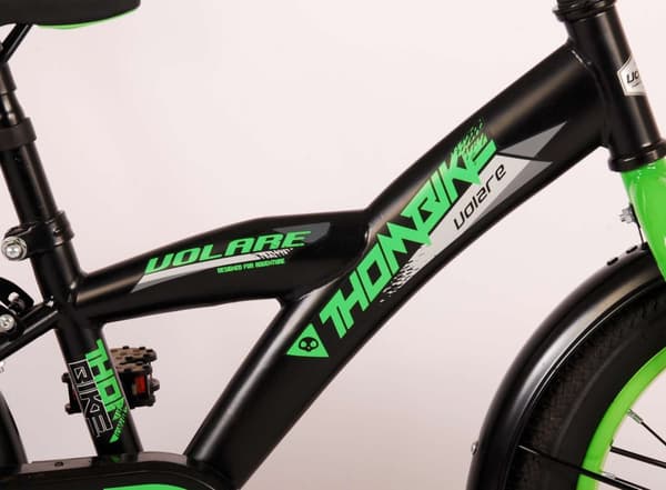 Volare Lasten Polkupyörä Thombike - 12 tuumaa - Musta/keltainen - Pyöräilykypärällä ja tarvikkeilla