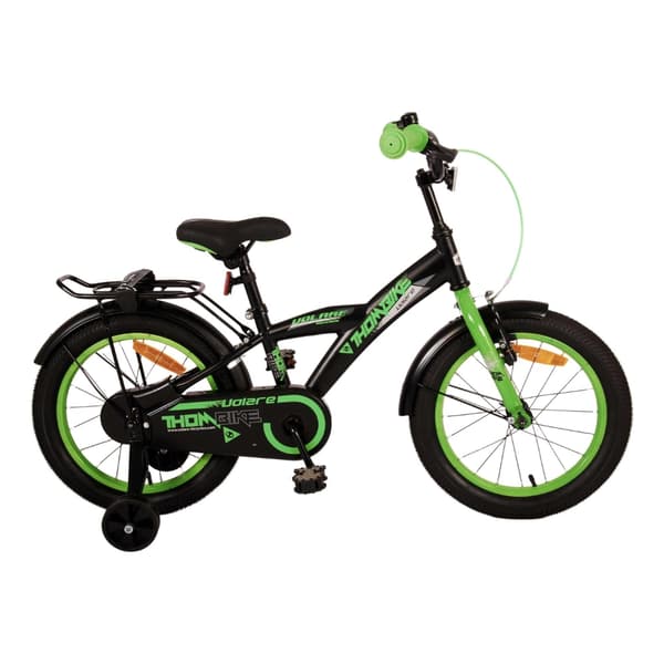 Volare Lasten Polkupyörä Thombike - 12 tuumaa - Musta/keltainen - Pyöräilykypärällä ja tarvikkeilla