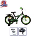 Pikkukuva 1 / 7: Volare Lasten Polkupyörä Thombike - 12 tuumaa - Musta/keltainen - Pyöräilykypärällä ja tarvikkeilla