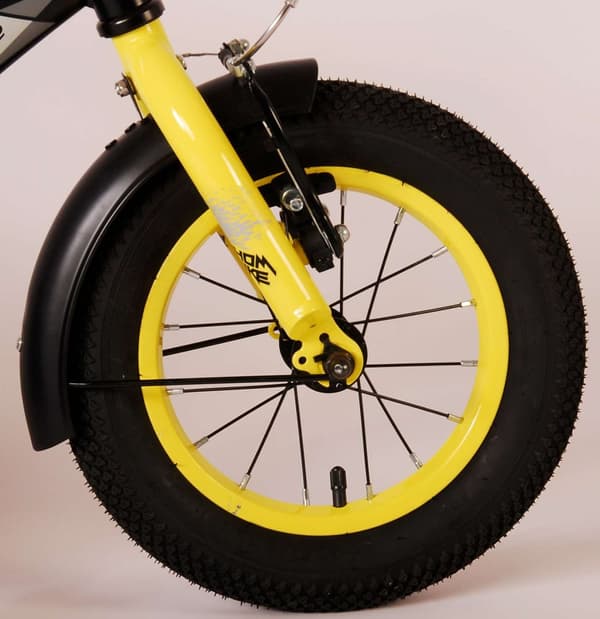Volare barncykel Thombike - 14 tum - Svart/Gul - Med cykelhjälm och tillbehör