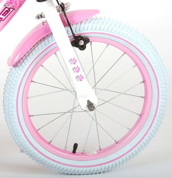 Volare børnecykelrosa - 16 tommer - Pink/hvid - Inklusiv WAYS dækreparationssæt