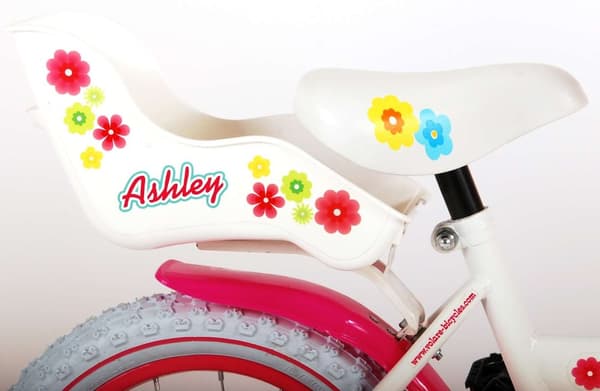 Volare børnecykel Ashley - 14 tommer - Rød/Hvid - Inklusiv cykelhjelm og tilbehør