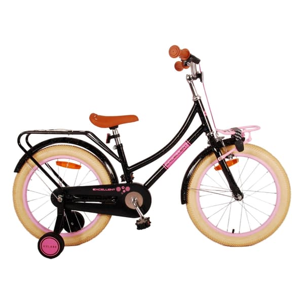Volare børnecykel Excellent - 18 tommer - Sort/Pink - Inklusiv WAYS dækreparationssæt