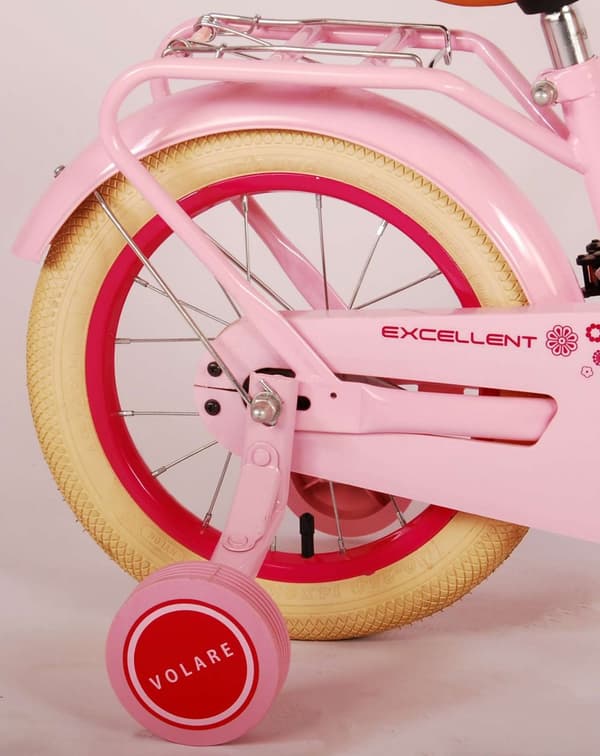 Volare børnecykel Excellent - 14 tommer - Pink - Inklusiv cykelhjelm og tilbehør
