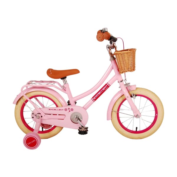 Volare børnecykel Excellent - 14 tommer - Pink - Inklusiv cykelhjelm og tilbehør