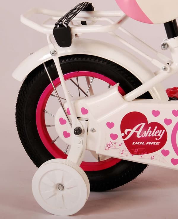 Volare barncykel Ashley - 12 tum - Vit - Inklusive cykelhjälm + tillbehör