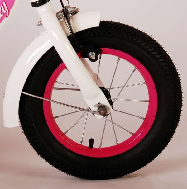 Volare barncykel Ashley - 12 tum - Vit - Inklusive cykelhjälm + tillbehör