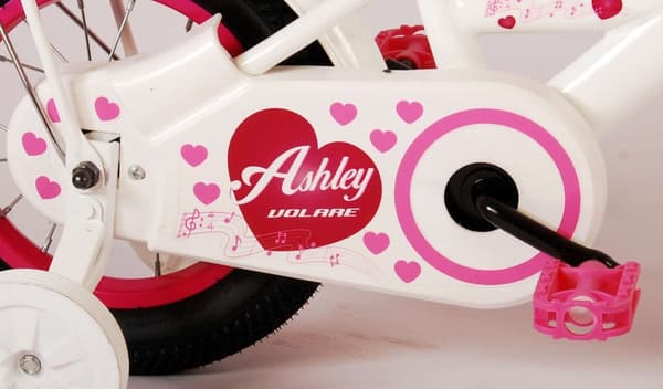 Volare barncykel Ashley - 12 tum - Vit - Inklusive cykelhjälm + tillbehör