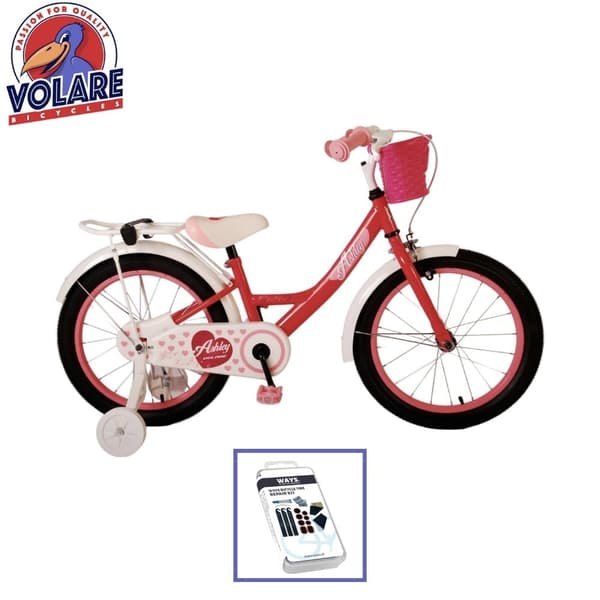 Volare barncykel Ashley - 18 tum - Rosa/röd - Inklusive WAYS däckreparationssats