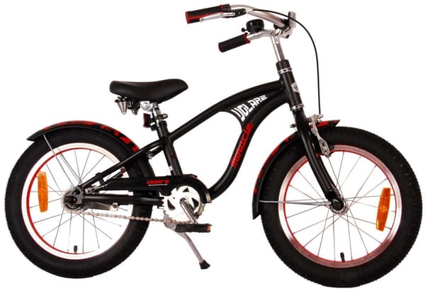 Volare børnecykel Miracle Cruiser - 16 tommer - Sort - Inklusiv cykelhjelm og tilbehør