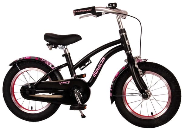 Volare børnecykel Miracle Cruiser - 14 tommer - mat sort - inklusive WAYS dækreparationssæt