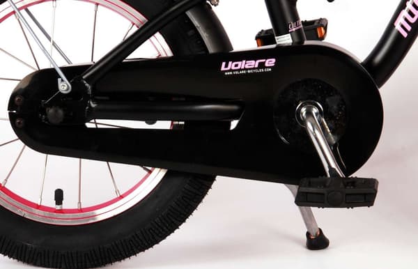 Volare børnecykel Miracle Cruiser - 14 tommer - mat sort - Inklusiv cykelhjelm og tilbehør