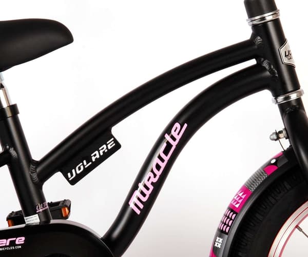 Volare børnecykel Miracle Cruiser - 14 tommer - mat sort - Inklusiv cykelhjelm og tilbehør