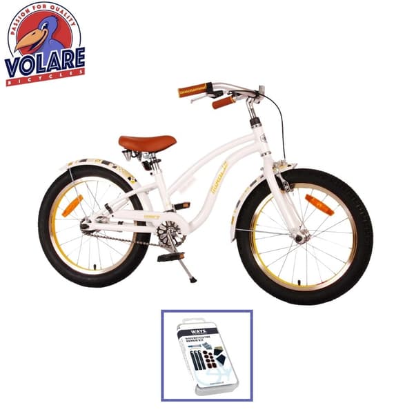Volare barncykel Miracle Cruiser - 18 tum - Vit - Inklusive WAYS däckreparationssats