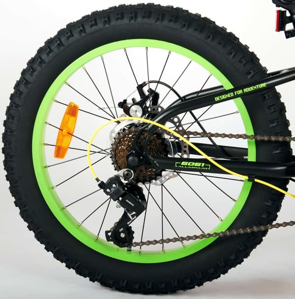Volare børnecykel gradient - 20 tommer - sort/gul/grøn - 6 gear - inklusive WAYS dækreparationssæt