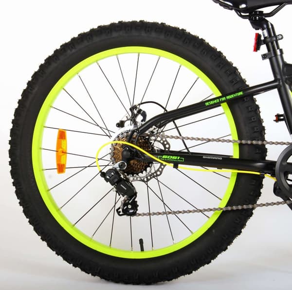 Volare børnecykel gradient - 24 tommer - Sort/Gul/Grøn - 7 Gears - Med cykelhjelm og tilbehør