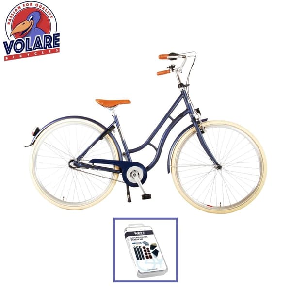 Volare børnecykel livsstil - 48 cm - Blå - 3 gear - Lav sadelposition - Inklusiv WAYS Dækreparationssæt