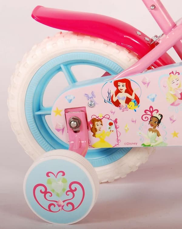 Volare børnecykel Disney Princess - 10 tommer - Stepper - Med cykelhjelm og tilbehør