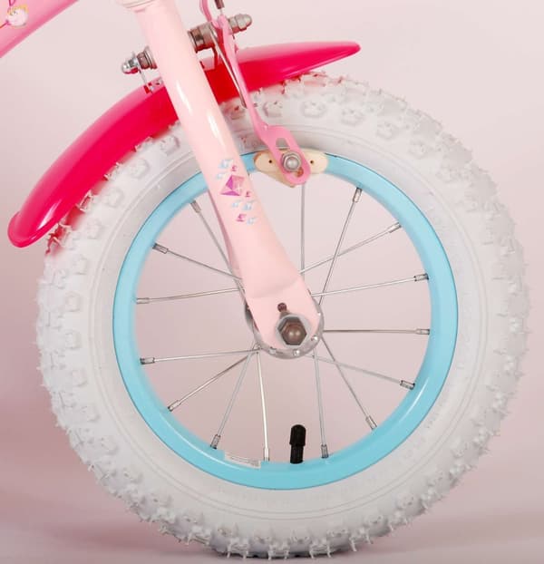 Volare Barncykel Disney Princess - 12 tum - Rosa - Med cykelhjälm + tillbehör