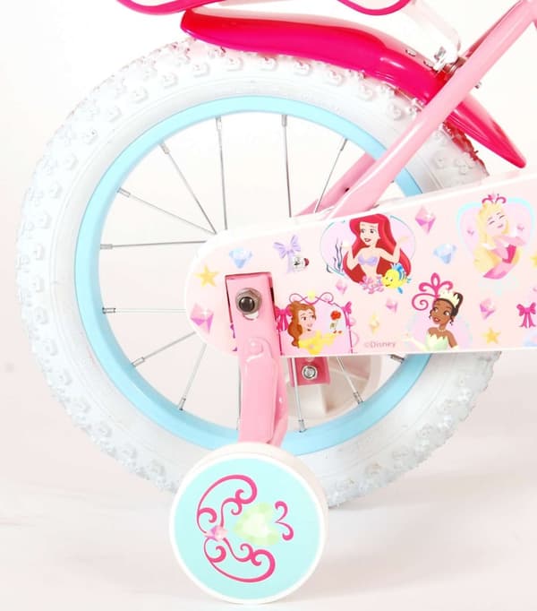 Volare børnecykel Disney Princess - 14 tommer - Pink - Med cykelhjelm og tilbehør