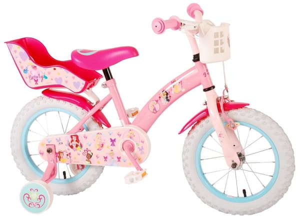 Volare børnecykel Disney Princess - 14 tommer - Pink - Med cykelhjelm og tilbehør