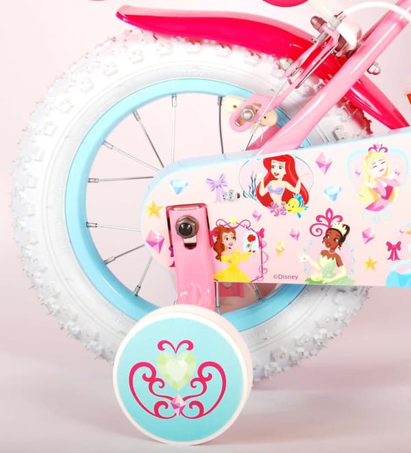 Volare børnecykel Disney Princess - 12 tommer - Pink - To håndbremser - Med cykelhjelm og tilbehør