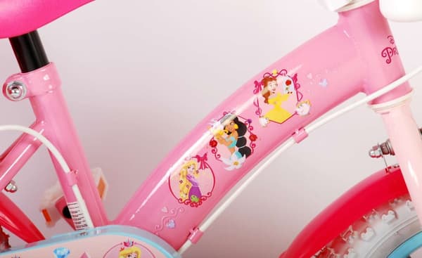 Volare børnecykel Disney Princess - 12 tommer - Pink - To håndbremser - Med cykelhjelm og tilbehør