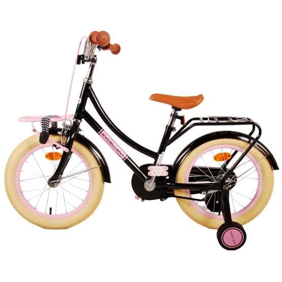 Volare - børnecykel - fremragende 16 tommer sort - fodbremse med bagagebærer foran